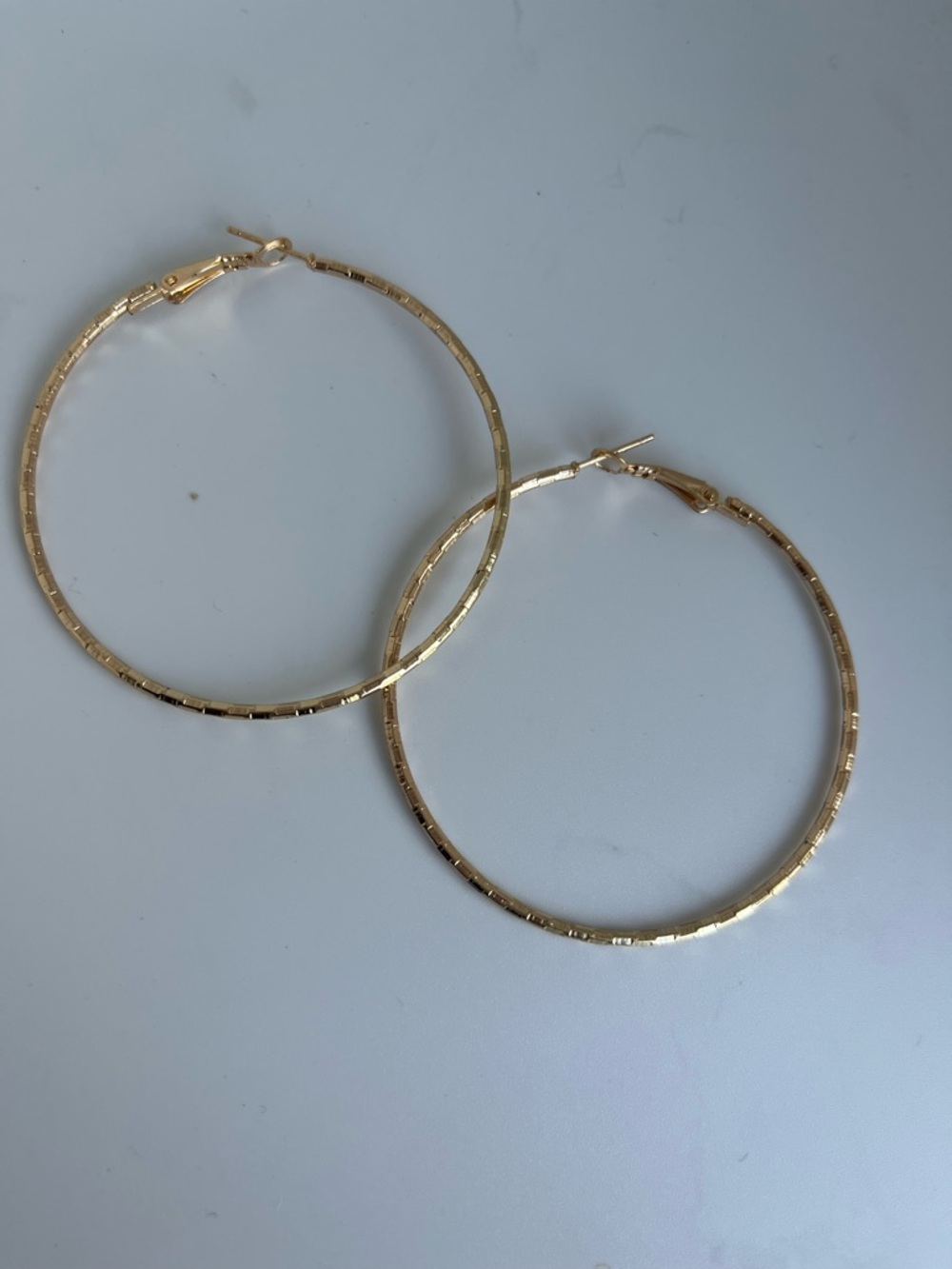 Large Gold Hoop Textured Earrings